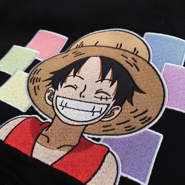 Luffy 'Goofy Faces' Embroidered Hoodie