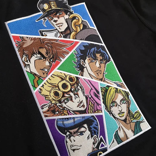 Bizarre Threads: JoJo's Bizarre Adventure Anime Embroidered Hoodie Collection.