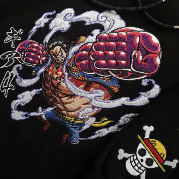 Monkey D. Luffy's Gear 4 Collection: One Piece Embroidered Hoodies.