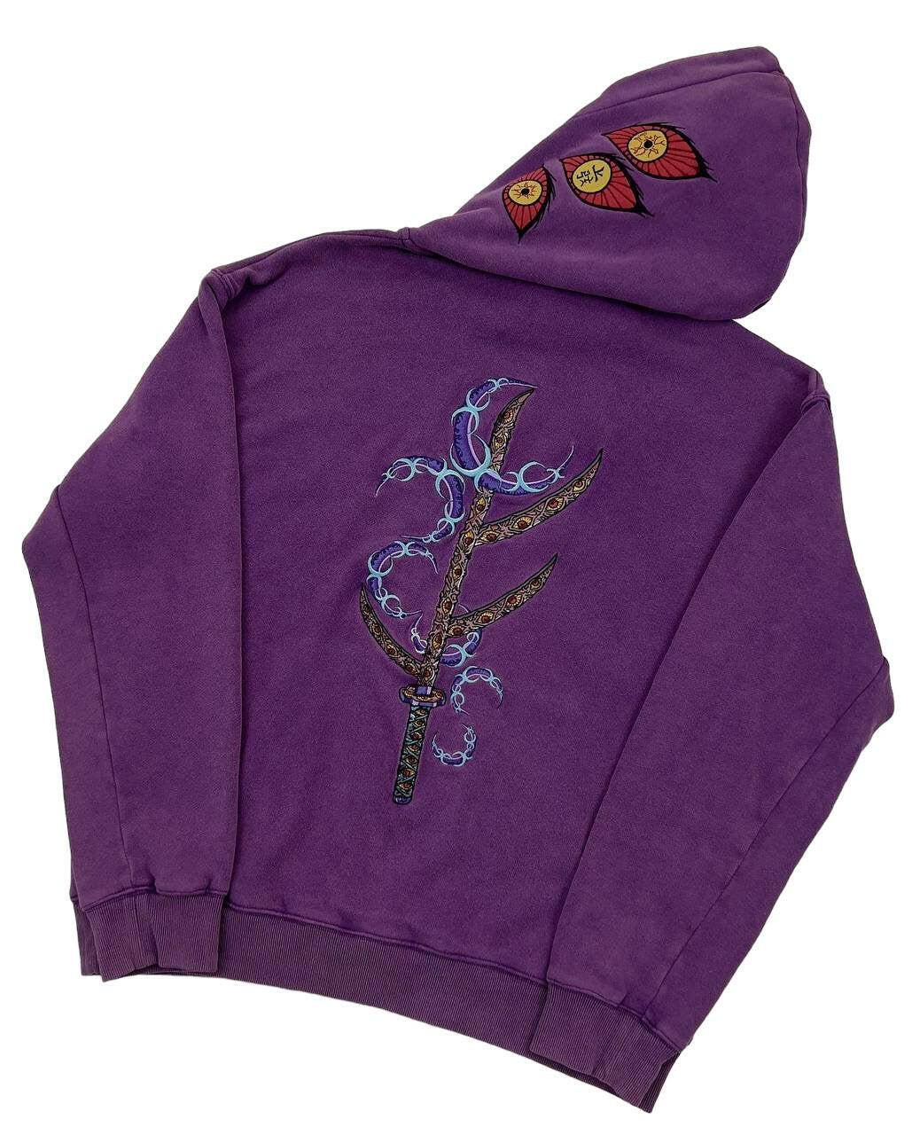 Kokushibo Upper Moon 1: Demon Slayer Anime Embroidered Hoodie Collection.