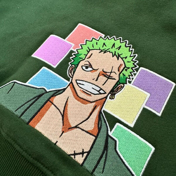 Exclusive Zoro Expression Hoodie: Authentic One Piece Anime Apparel for Fans.