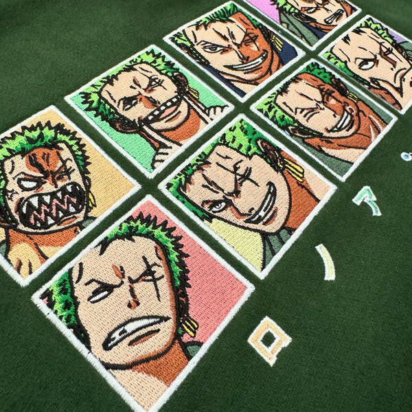 Exclusive Zoro Expression Hoodie: Authentic One Piece Anime Apparel for Fans.