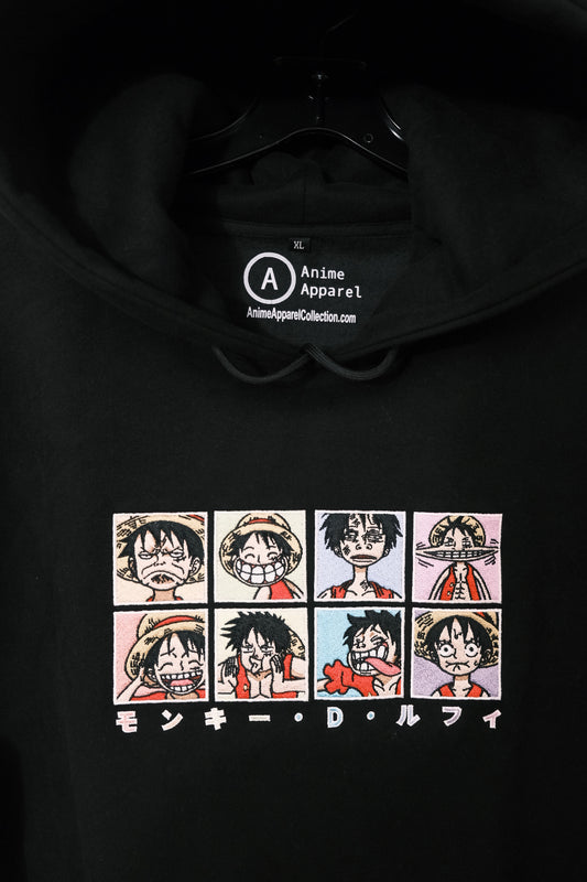 Luffy 'Goofy Faces' Embroidered Hoodie