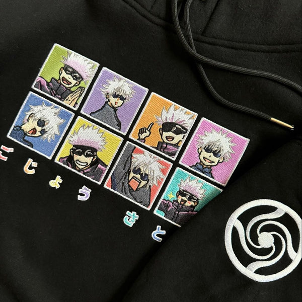 Gojo Faces Embroidered Hoodie