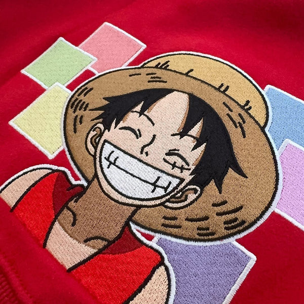 Luffy 'Goofy Faces' Embroidered Hoodie