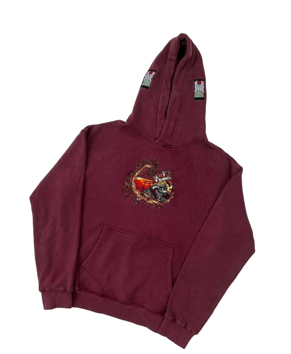 YoriIchis Sonnenatmung: Demon Slayer Anime Bestickter Kapuzenpullover