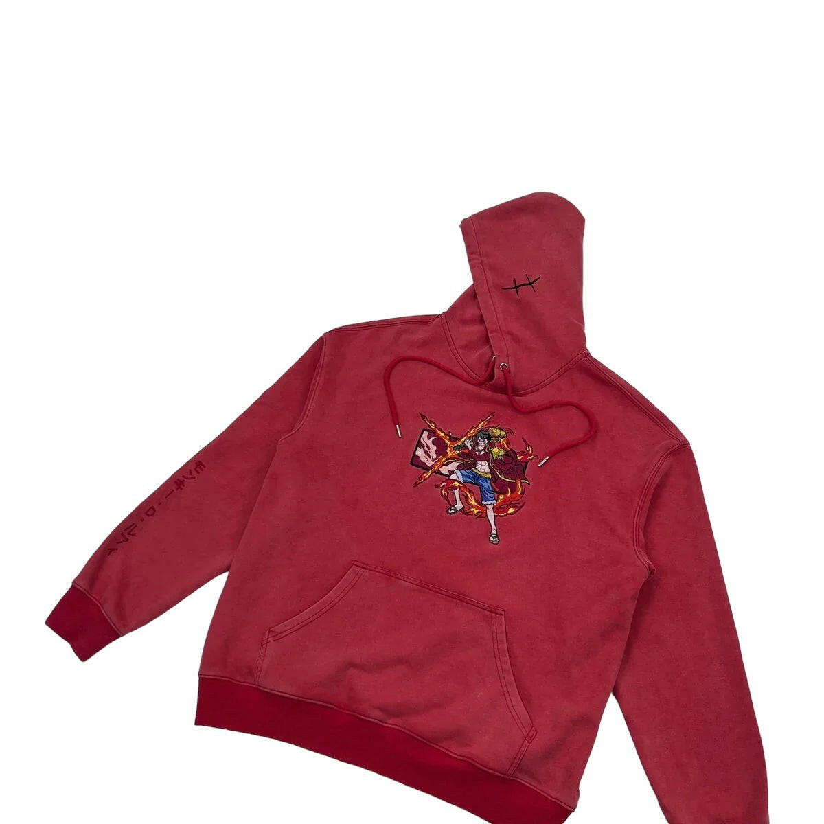 Monkey D. Luffy: One Piece Anime Embroidered Red Hoodie Collection.