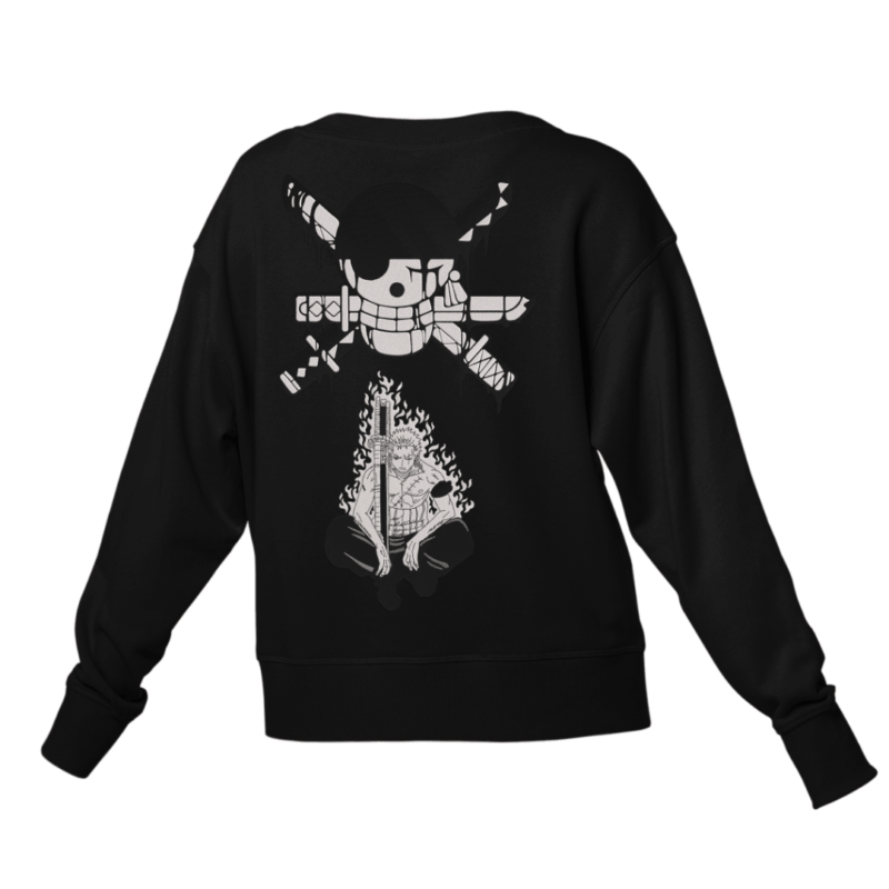 Zoro & Skull Embroidered Sweatshirt – The Pirate's Blade and Mark of Strength