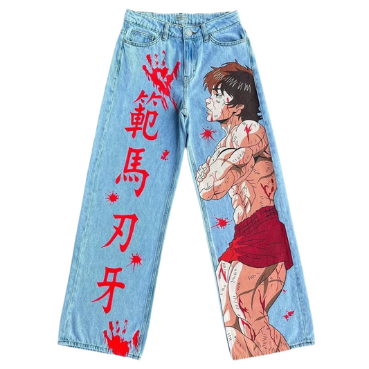 Vintage Anime Custom Print on Jeans