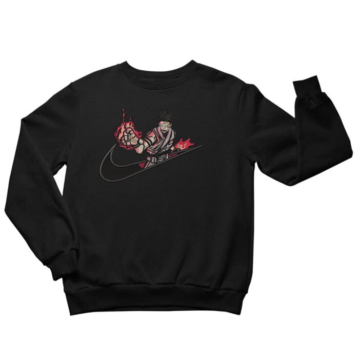 Sukuna Swoosh Embroidered Sweatshirt – Cursed Elegance in Motion