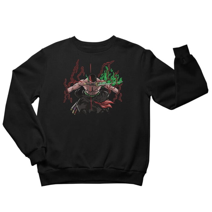 Zoro 'King of Hell' Embroidered Sweatshirt – Master of Three Swords