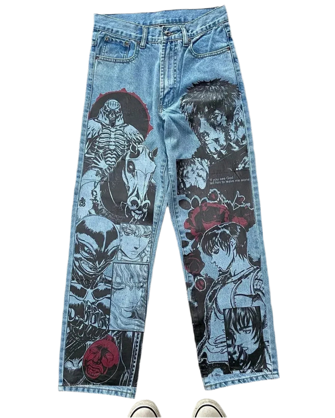 Vintage Anime Custom Print on Jeans