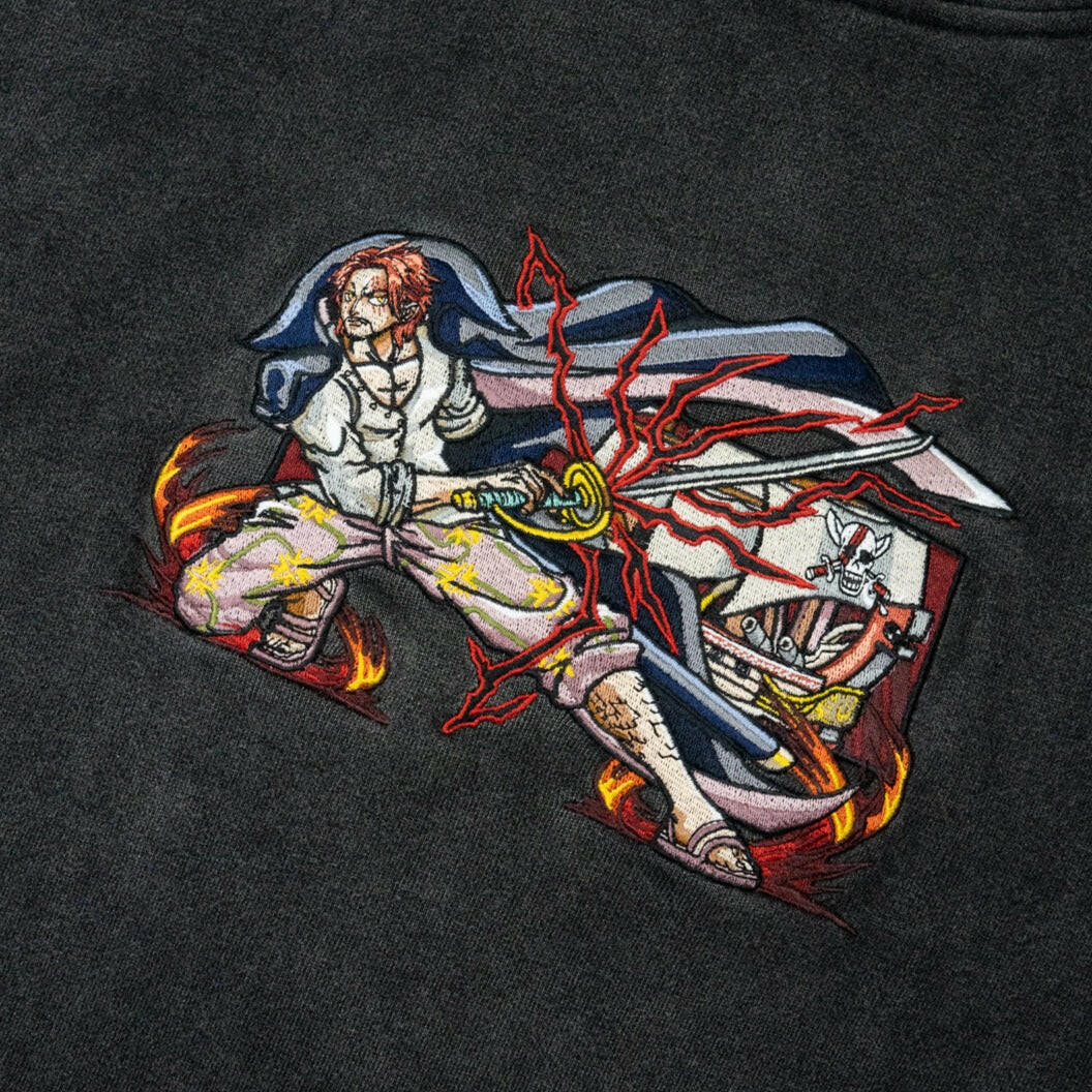 Red Hair Shanks: One Piece Anime Embroidered Hoodie Collection.