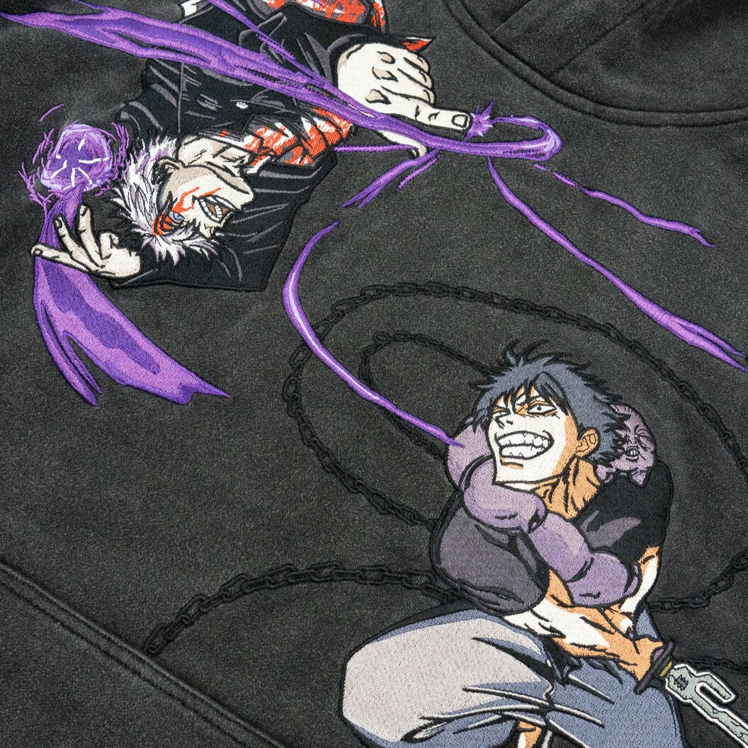 Gojo vs. Toji: The Battle Anime Jujutsu Kaisen Embroidered Hoodie.