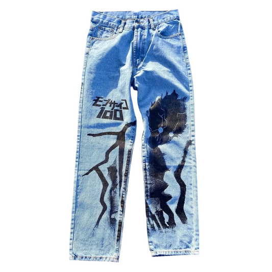 Vintage Anime Custom Print on Jeans