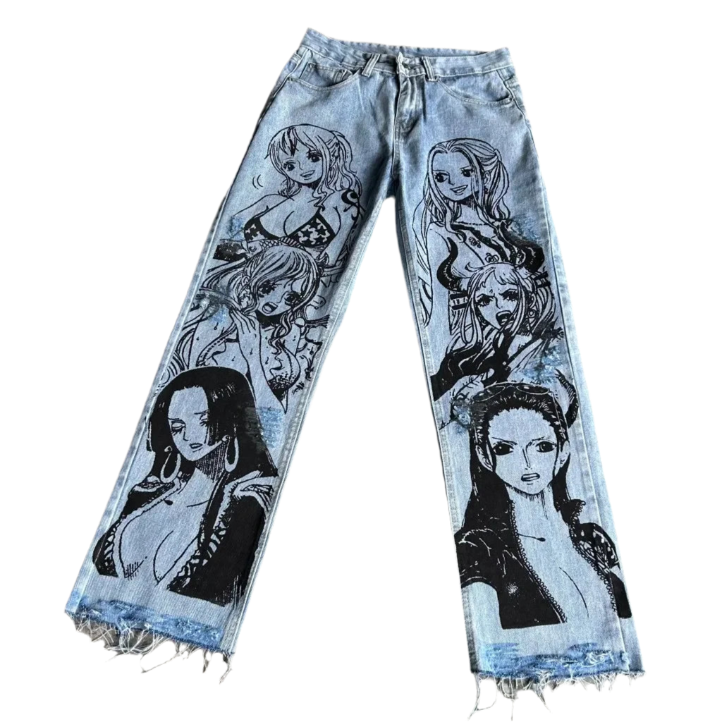 Vintage Anime Custom Print on Jeans