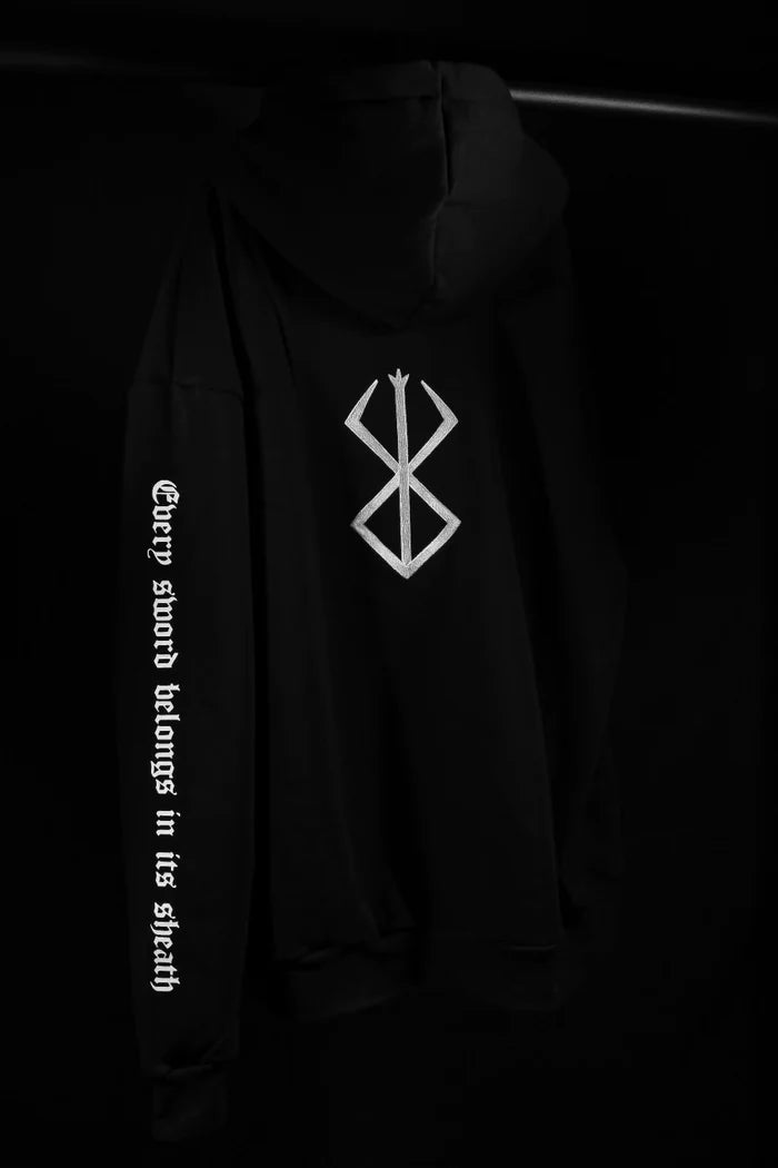 Berserk Guts Black Swordsman Embroidered Hoodie Collection.