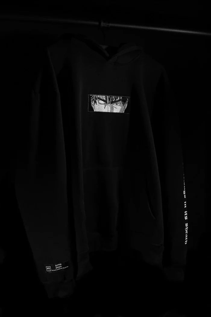 Berserk Guts Black Swordsman Embroidered Hoodie Collection.