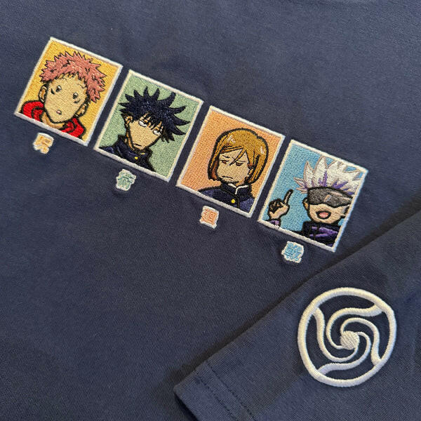 JJK Tee Collection: Jujutsu Kaisen Anime Embroidered Shirts.