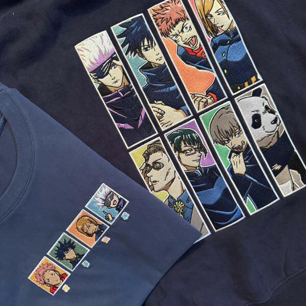 JJK Tee Collection: Jujutsu Kaisen Anime Embroidered Shirts.