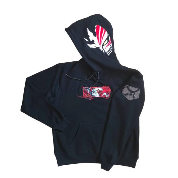 Hollow Transformation: Ichigo Kurosaki Bleach Anime Embroidered Hoodie Collection.