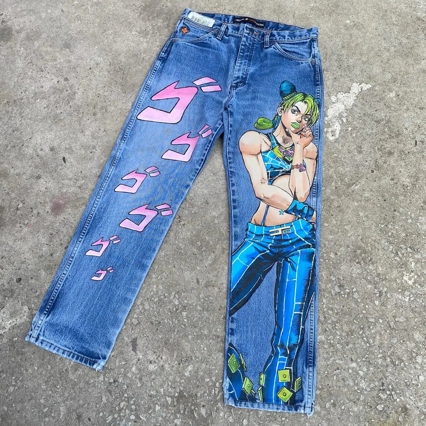 Vintage Anime Custom Print on Jeans