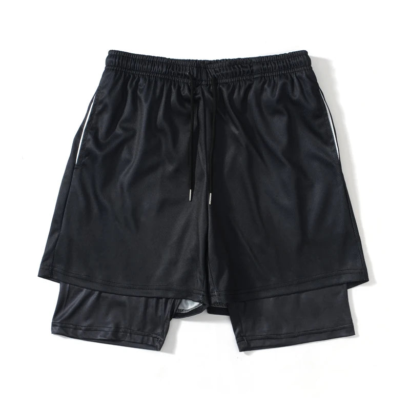 Anime Fusion: Men's Quick Dry Double Layer Fitness Shorts.