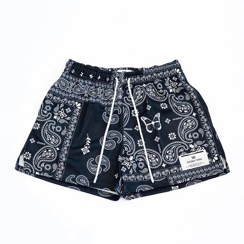 RYOKO RAIN Summer Mesh Sports Shorts: Quick-Drying Casual Wear for Men and Women at the Beach