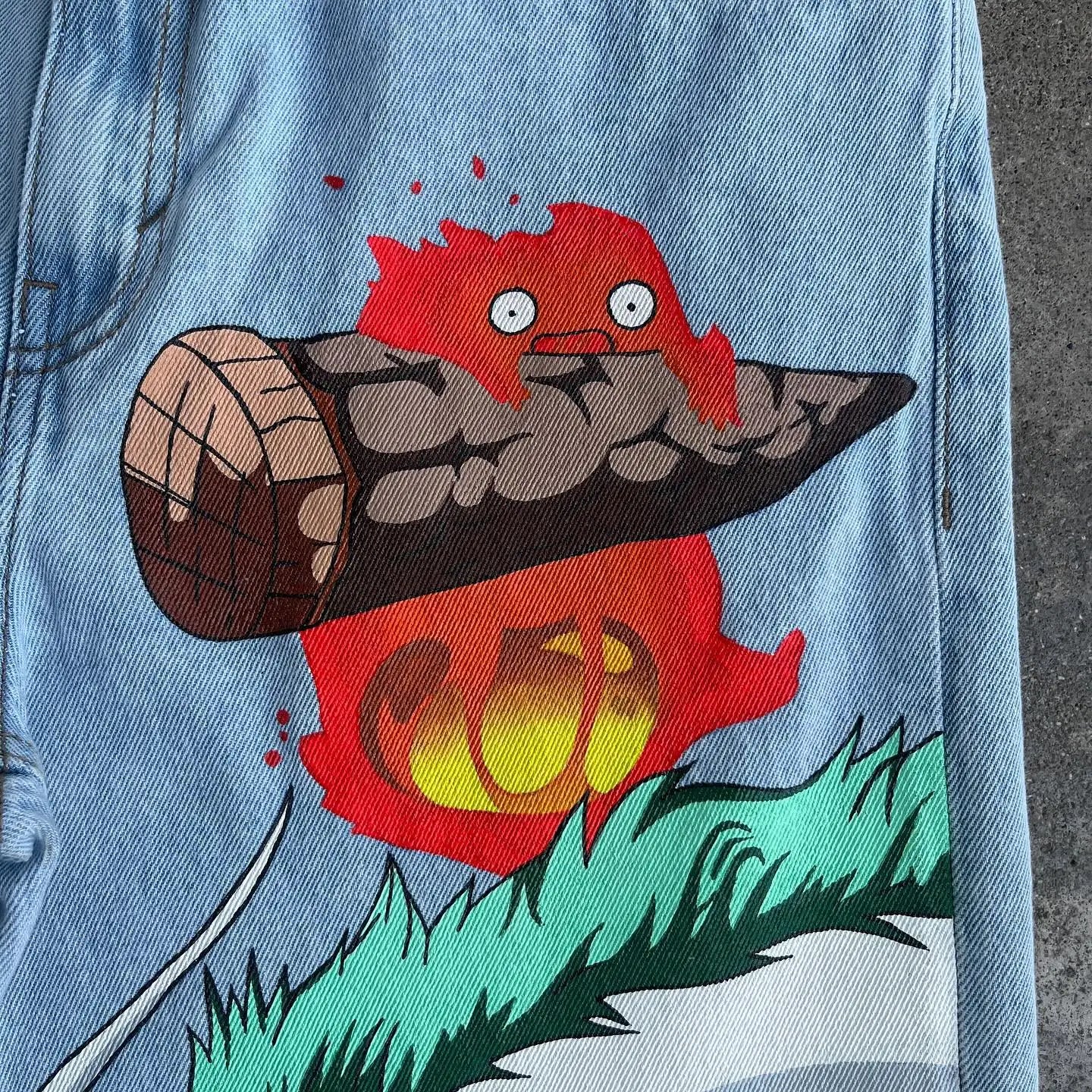 Vintage Anime Custom Print on Jeans