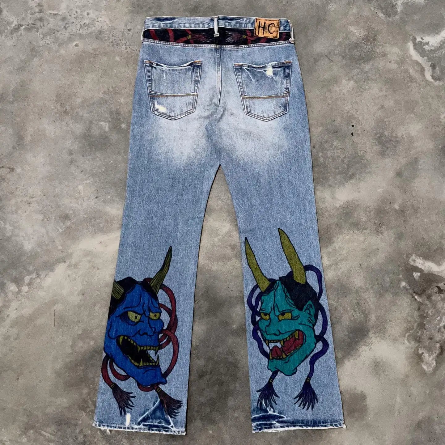 Vintage Anime Custom Print on Jeans