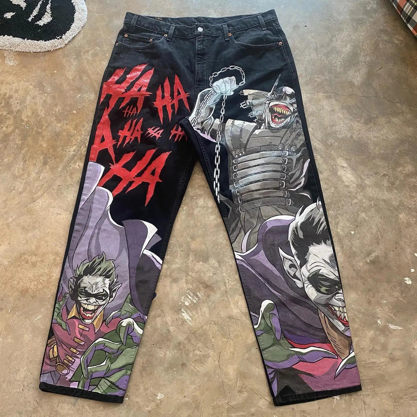 Vintage Anime Custom Print on Jeans