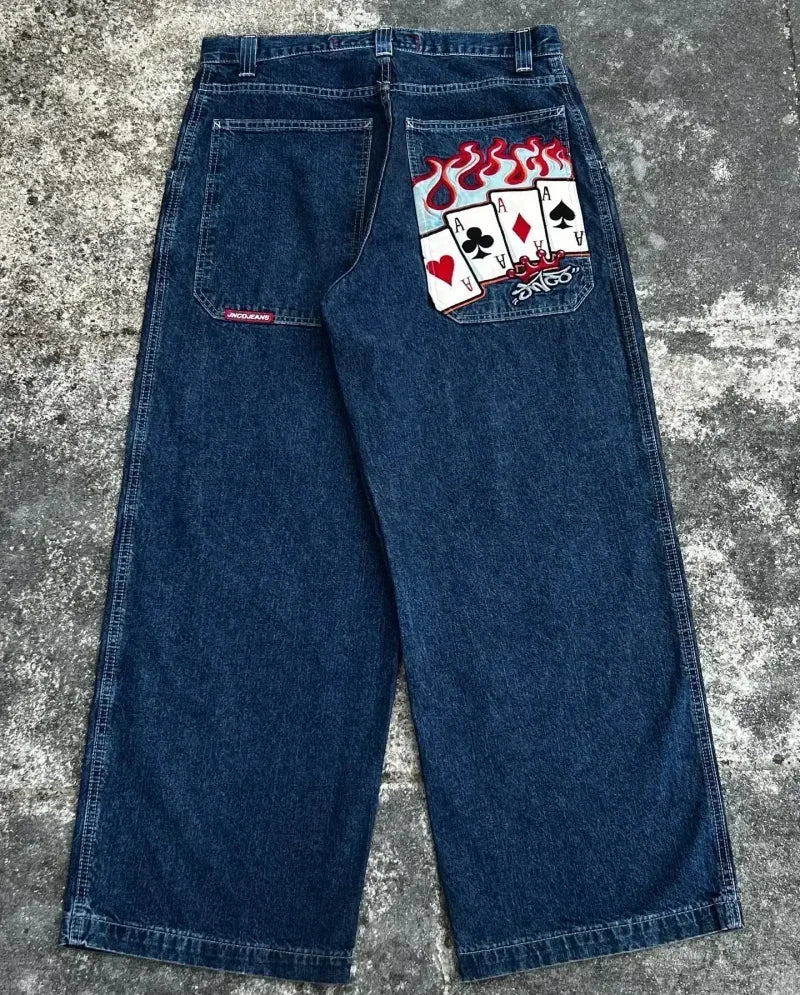 Hip Hop Death Anime Graphic Baggy Jeans: Harajuku Denim Y2K Pants for Men and Women