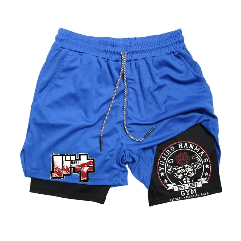 Baki Anime 2-in-1 Athletic Shorts: Quick Dry Performance