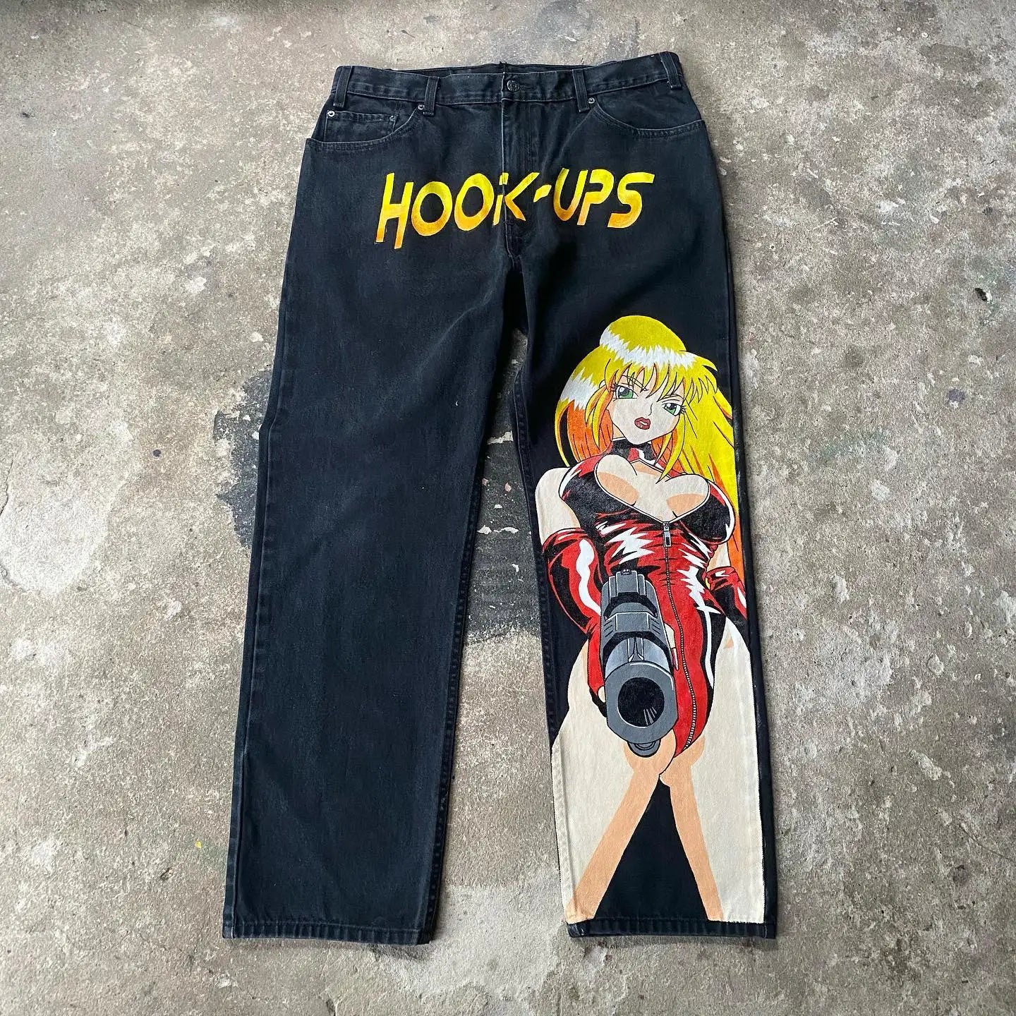 Vintage Anime Custom Print on Jeans