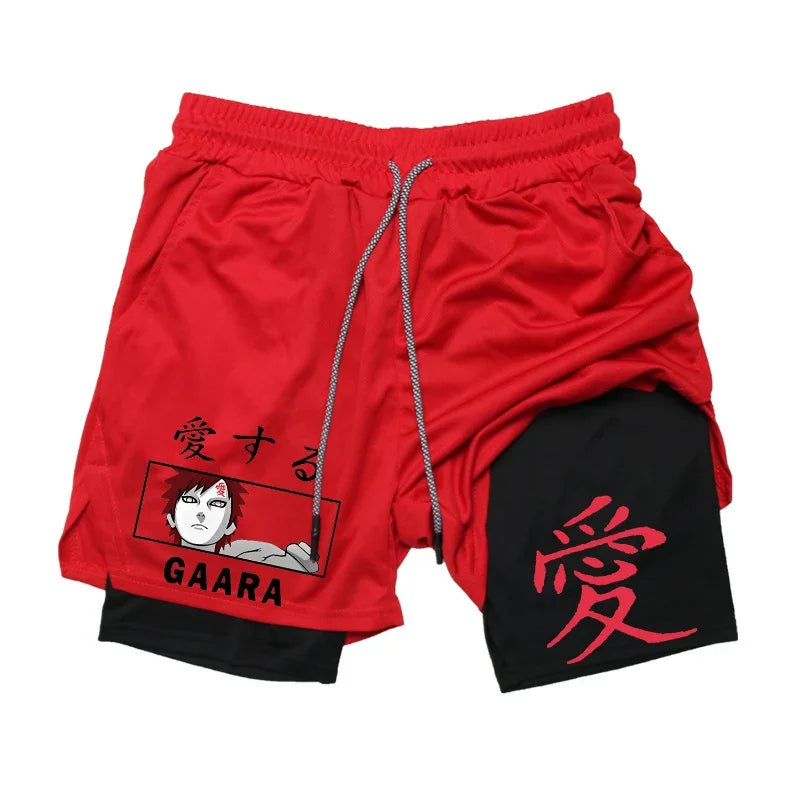 Anime Compression Shorts: Gym Athletic Quick Dry 2-in-1 Performance Shorts with Phone Pocket for Men