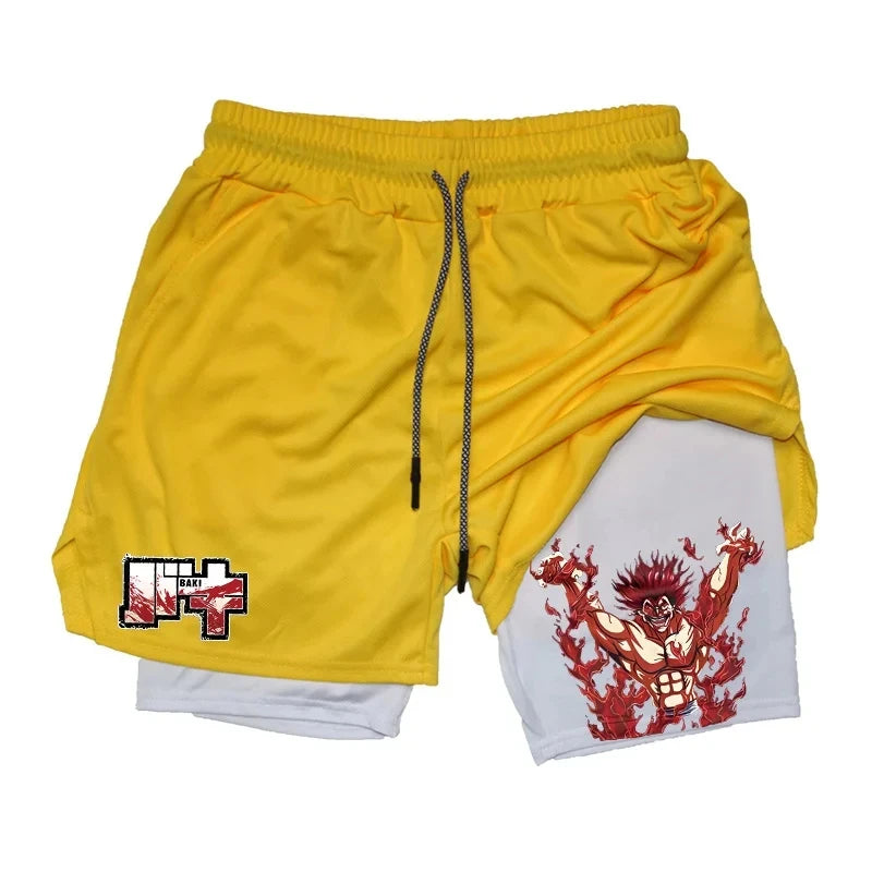 Baki Anime 2-in-1 Athletic Shorts: Quick Dry Performance