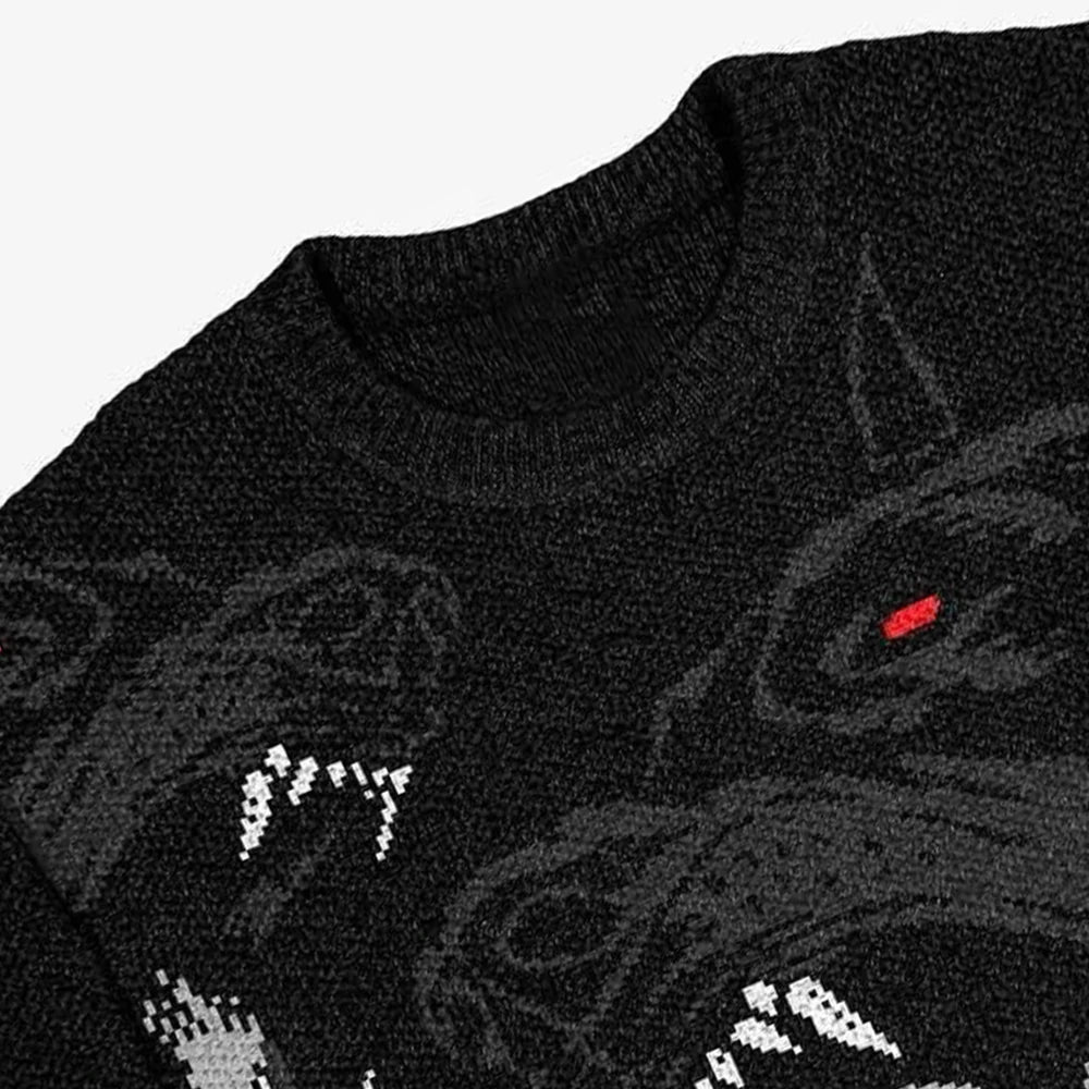 Gothic Knitted Sweaters: Harajuku Hound Retro Couple Streetwear