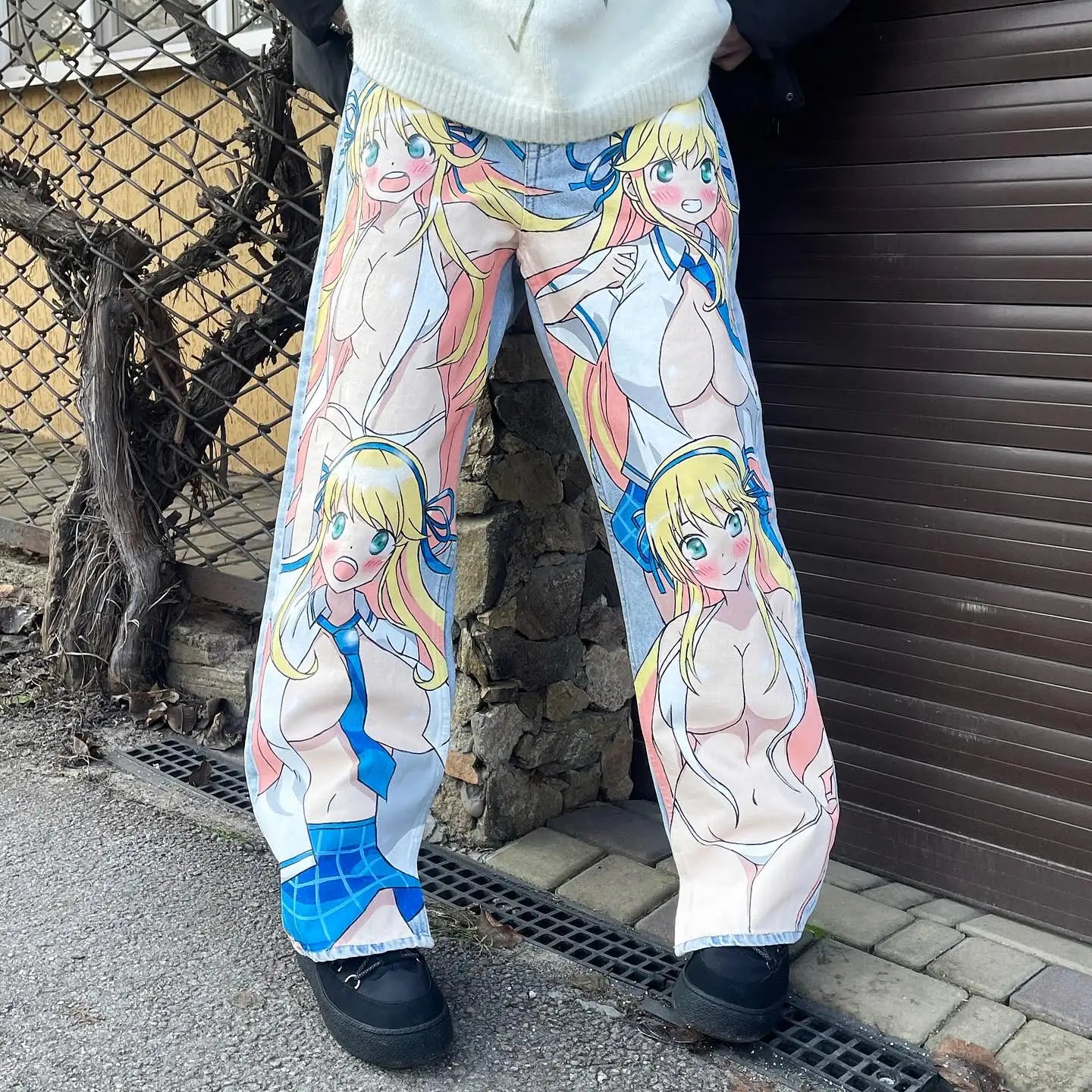 Vintage Anime Custom Print on Jeans