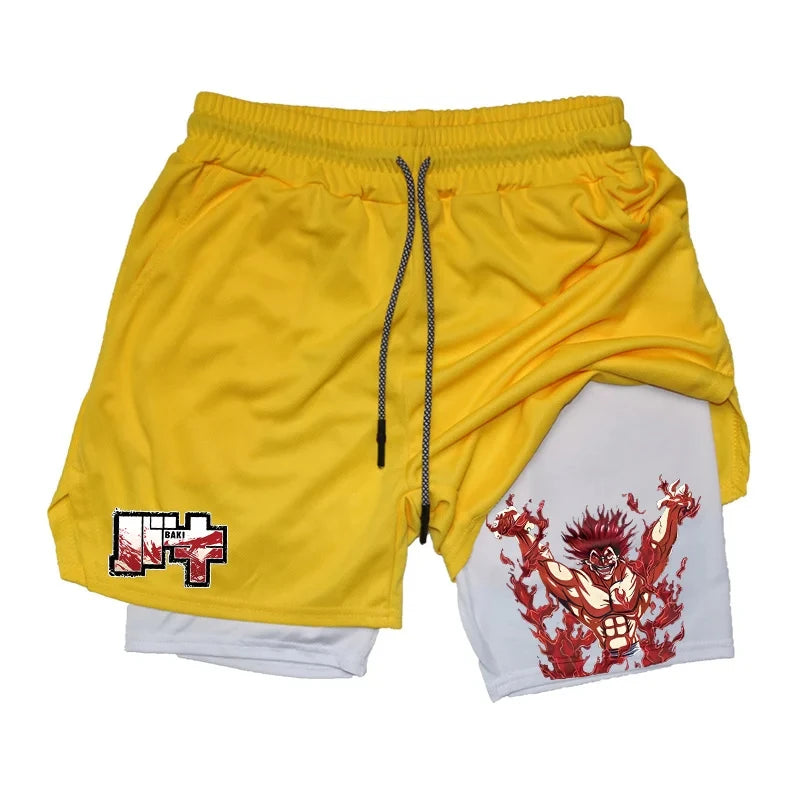 Baki Anime 2-in-1-Sportshorts: Schnelltrocknende Leistung