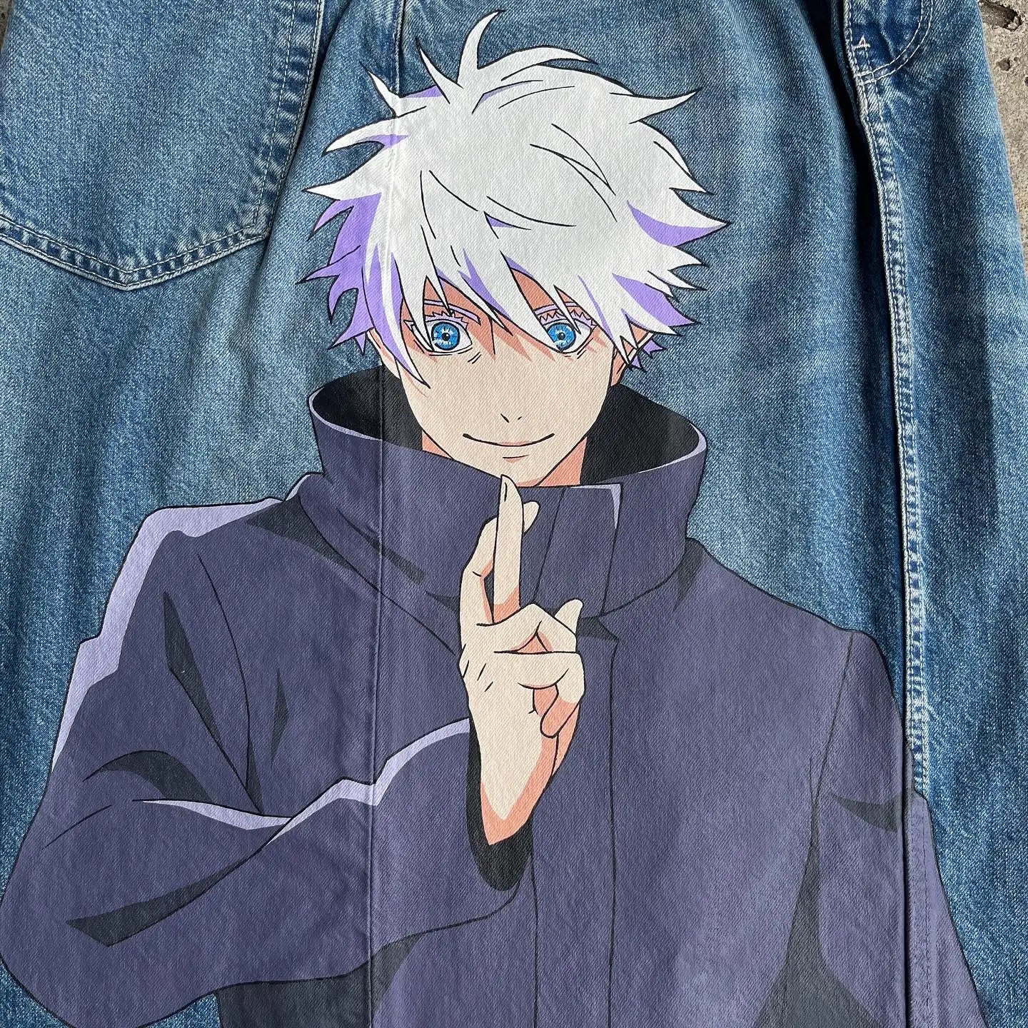 Vintage Anime Custom Print on Jeans