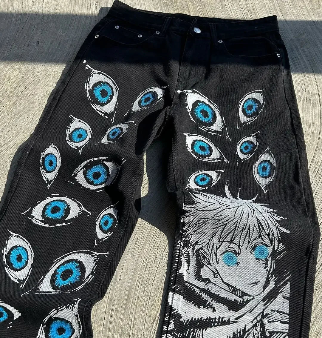 Vintage Anime Custom Print on Jeans