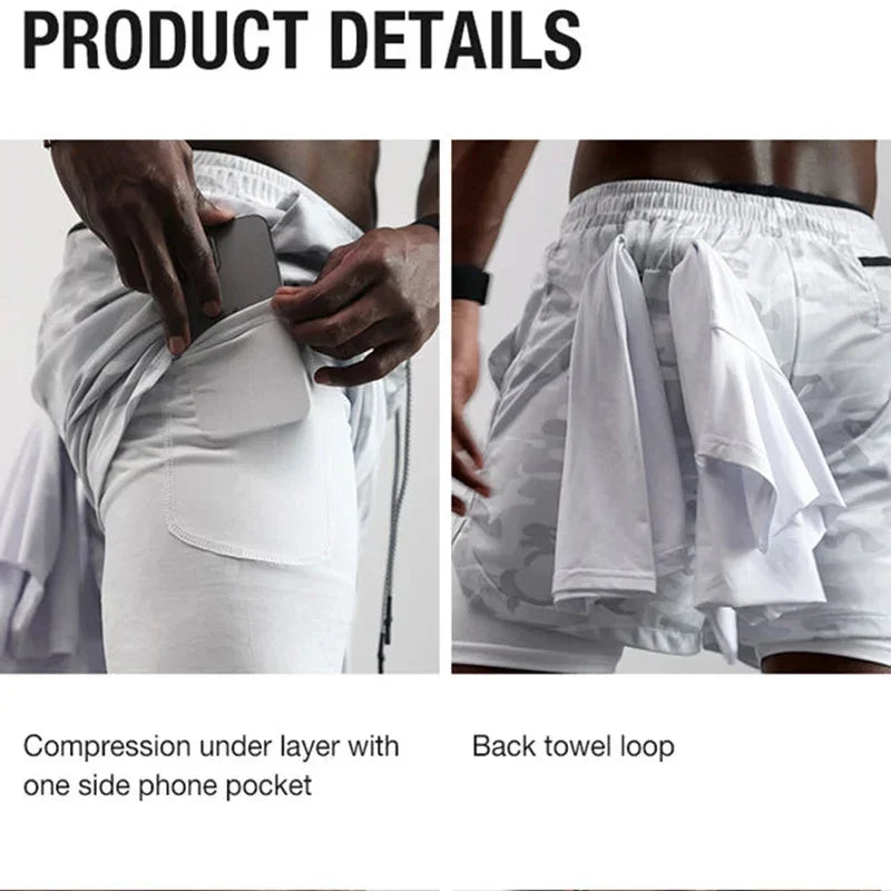 Anime Compression Shorts: Gym Athletic Quick Dry 2-in-1 Performance Shorts with Phone Pocket for Men