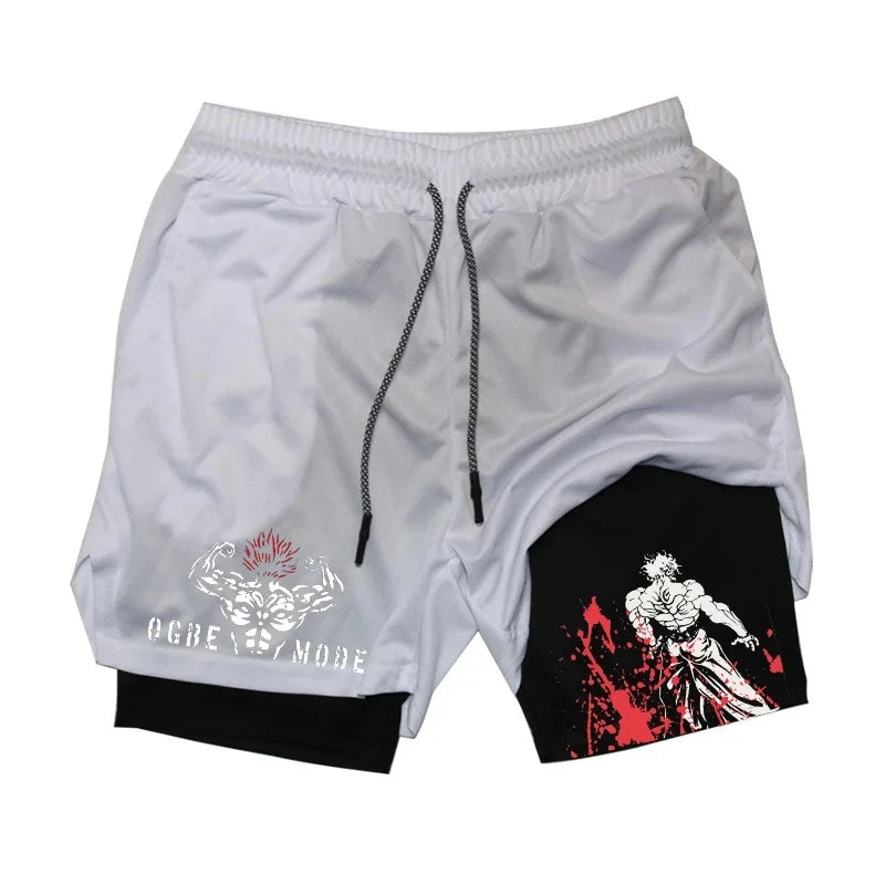 Baki Anime 2-in-1 Athletic Shorts: Quick Dry Performance