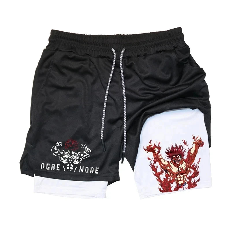 Baki Anime 2-in-1 Athletic Shorts: Quick Dry Performance