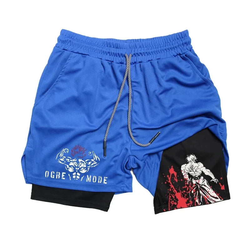 Baki Anime 2-in-1-Sportshorts: Schnelltrocknende Leistung