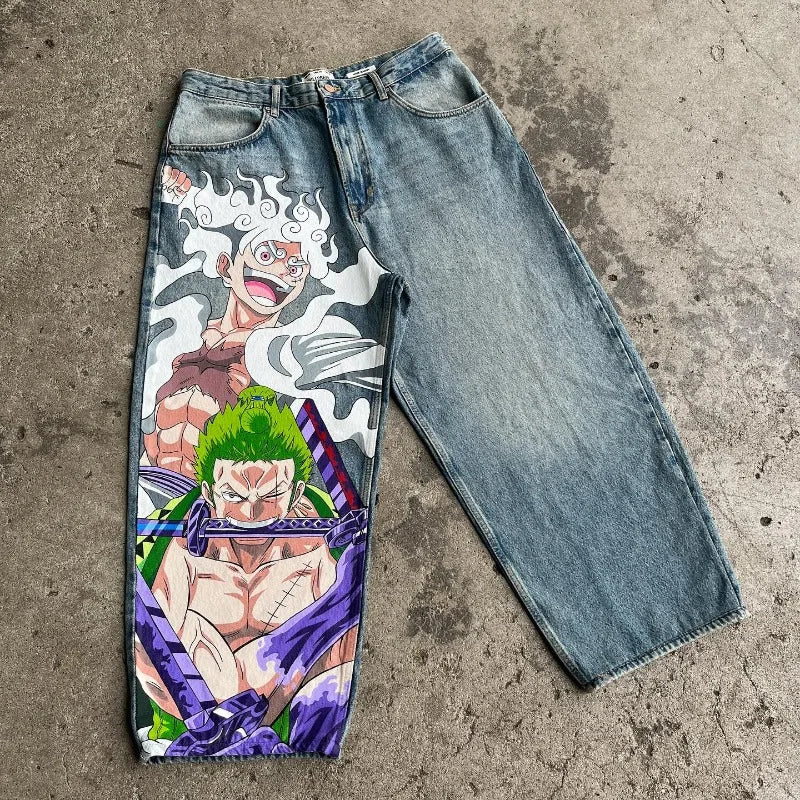 Vintage Anime Custom Print on Jeans