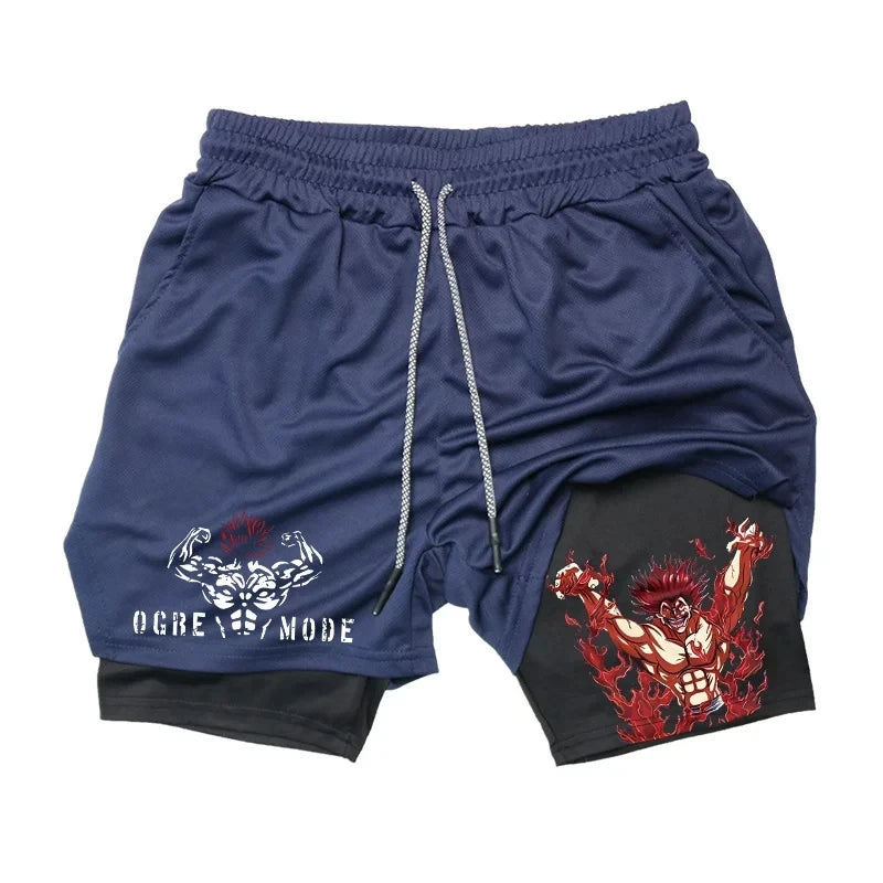 Baki Anime 2-in-1 Athletic Shorts: Quick Dry Performance