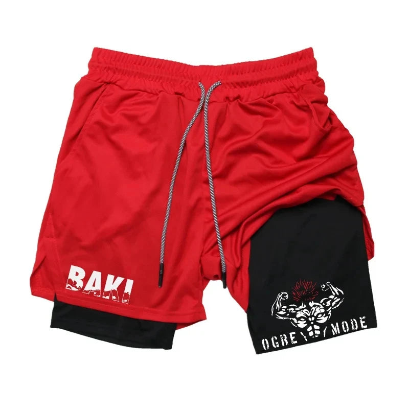 Baki Anime 2-in-1 Athletic Shorts: Quick Dry Performance