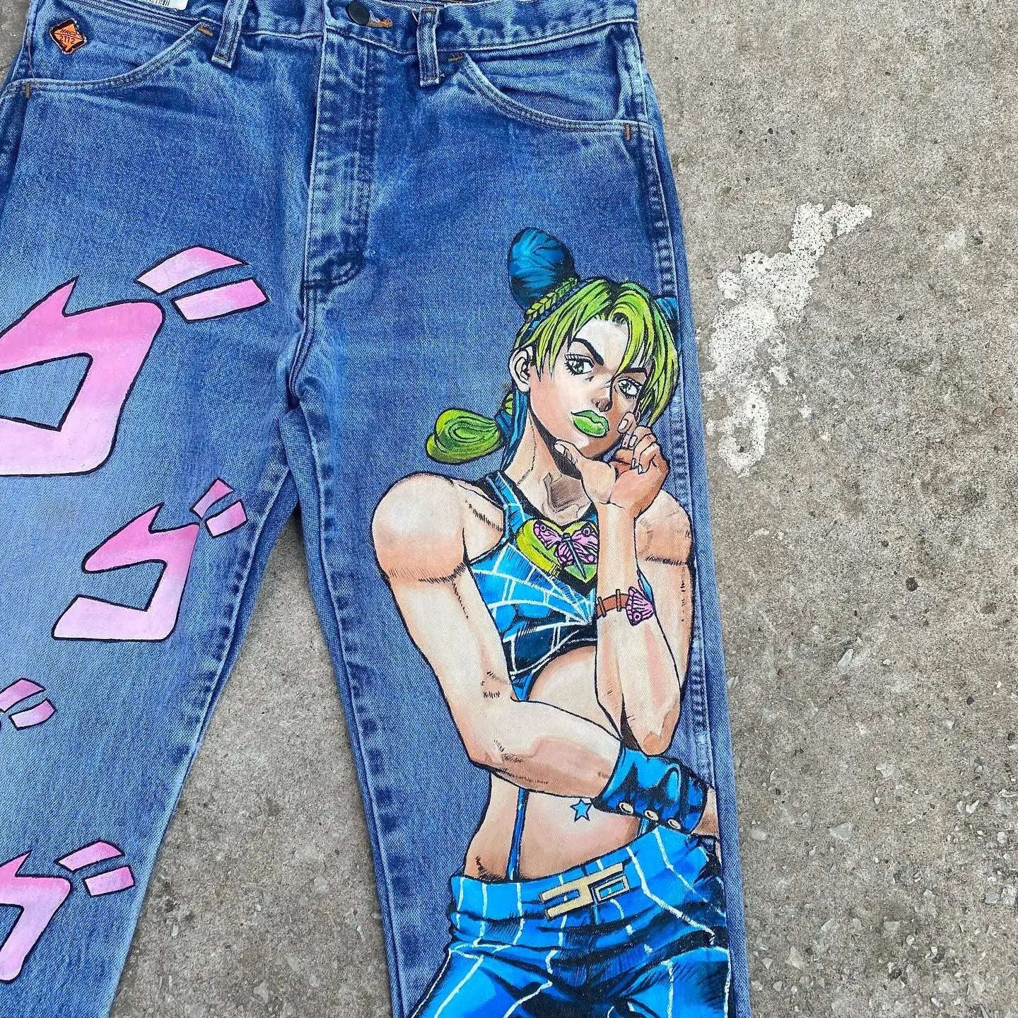 Vintage Anime Custom Print on Jeans