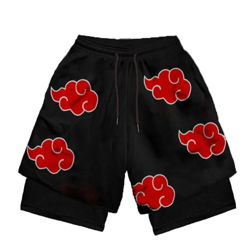 Mixed Anime Gym Shorts Workout Mesh Performance Shorts